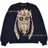 Suéteres Transfronterizos Europeos y Americanos, Suéteres de Punto con Patrones Jacquard de Anime, Cuello Redondo, Mangas Largas, Estilo High Street, Suéteres Holgados, Estilo de Moda Y2K