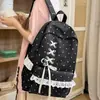 Mochila de Encaje con Lunares Estilo Japonés para Estudiantes Mujeres, Bolsa Escolar Impermeable de Gran Capacidad para Estudiantes de Secundaria y Preparatoria, Linda Bolsa para Niñas