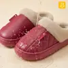Pantuflas Impermeables de Cuero y Algodón para Mujer, Otoño/Invierno, Con Felpa Gruesa, Suela Gruesa, Antideslizantes, Para el Hogar en Interiores, Se Pueden Usar en Exteriores, Pantuflas Cálidas y Peludas