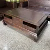 Mesa de centro grande em treliça de abacaxi de madeira maciça para apartamento pequeno mesa de centro retangular mesa de canto jacarandá todo jacarandá dourado mesa lateral de sofá