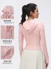 Chaqueta Corta con Capucha y Cordón para Mujer Nueva Colección Primavera Ajustada Ropa Deportiva Fitness Yoga D25180