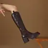 Botas de caballero botas ajustadas tacones altos tacones gruesos elegantes otoño e invierno petite 2026 botas largas mujer estilo coreano nuevas de caña alta de moda