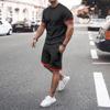 Comércio Exterior Transfronteiriço Verão Novo Masculino Terno de Shorts Estampado 3D de Manga Curta Terno de Duas Peças para Esportes de Verão Lazer