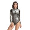Verão conservador maiô de uma peça das mulheres europeu e americano cross-border filme cos terno impressão digital 3D das mulheres maiô de manga comprida MV