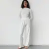 Conjunto de Pijama Jacquard Tricotado Vazado Coração Outono/Inverno Europeu e Americano 2026 Duas Peças Manga Longa Calça Longa Roupa de Dormir Feminina