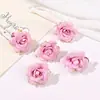 Cabeças de Flores Rosa Simuladas com Borda Enrolada, Flores de Seda, Caixa de Presente Amazon DIY Materiais Manuais, Decoração de Casamento e Casa