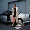 Abrigo largo de lana de lujo estilo francés INS transfronterizo, bloques de color, silueta elegante, de doble botonadura, hasta la rodilla, prenda exterior de lana de doble cara