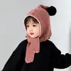 Gorro y Bufanda Todo en Uno para Niños Otoño e Invierno Niños y Niñas Gorro Tejido Gorro de Lana Gorro con Protección para las Orejas Gorro Caliente para Bebé