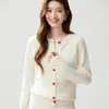 Baicai Rong Nueva Llegada Otoño/Invierno Diseño de Botones de Corazón Cárdigan de Cachemira Cuello Redondo Reductor de Edad Jersey de Punto Delgado Chaqueta Suéter