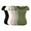 8715-2026 Primavera/Verano Nuevo Sexy Adelgazante Camiseta Base Superior Estilo Europeo y Americano Moda Cuello Redondo Manga Corta Camiseta para Mujer