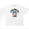 2026 Nueva Marca de Moda Bape Cabeza de Mono Peso Pesado Manga Corta Corte Holgado Unisex Camiseta para Pareja Estudiante