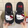 Pantuflas de Algodón y Lino con Lunares de Hello Kitty para Mujer, Nuevas de Dibujos Animados Lindas para el Hogar, Antideslizantes, de Punta Cerrada para Todas las Estaciones