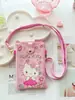 Estilo Japonés Dibujos Animados Chica Linda Melody Bolsa para Teléfono Móvil PU Mochila Cruzada para Estudiantes Perro de Orejas Grandes Porta Tarjetas Billetera para Monedas Bolsa con Correa