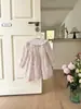 Vestido de Primavera Transfronterizo para Niña, Estilo Pastoral Francés, Vestido Fresco y Sencillo para Niña con Cuello de Muñeca, Vestido de Encaje Fruncido Estampado