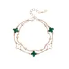 Pulsera de Trébol de Cuatro Hojas de Malaquita Cinco Flores Diseño Nicho Femenino Alta Gama Combinable Ágata Regalo Joyería Venta al por Mayor