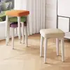 Fabricante al por mayor de taburete cuadrado apilable simple para el hogar, sala de estar, comedor, almacenamiento, dormitorio, tocador, bolsa suave, taburete de estudio