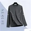 Camiseta esportiva casual masculina de manga longa estampada, moderna para adolescentes, adequada para todas as estações, gola redonda, top básico de manga longa
