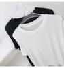 Camiseta de Tricô Manga Curta Lyocell Tencel Fresca/Suave para Mulheres Solta e Gentil Rosa Gola Redonda Top Máscara Verão
