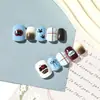 Nuevo Estilo Arte de Uñas Sal Marina Latte Dibujos Animados Simple Lindo Bloqueo de Color Parche Cuadros Degradado Uñas Postizas Portátiles