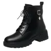Botas de Cuero de Invierno para Mujer Madres Zapatos de Algodón Antideslizantes Tacón Medio Botines Forrados de Felpa Botas de Algodón para Mediana Edad y Ancianos Botas Martin Invierno