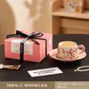 Taza de café de cerámica para recuerdo y juego de platillo en caja de regalo, taza de café de diseño único, regalo práctico para clientes y eventos