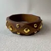 Yongge Accesorios Pulsera de Madera con Remaches Geométricos Estilo Europeo y Americano Moda Retro Personalidad Rombo Pulsera Adorno para la Muñeca