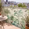Cortina de privacidade para varanda estilo vintage com estampa de plantas, cortina de privacidade para villa, cortina bloqueadora de vento para grade de terraço, tecido à prova de chuva e anti-espião