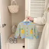 Ropa coreana para niñas bebés, suéteres elegantes de primavera y otoño, cárdigans de punto suave a rayas y bloques de color para bebés, ropa de otoño para niños pequeños