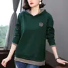 Sudadera Gruesa con Capucha y Forro de Forro Polar para Mujer, Sudadera de Manga Larga Otoño/Invierno 2026 Nueva, Chaqueta de Retazos Rayada Tallas Grandes
