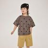 Camiseta de Manga Corta para Niño Changguo Ropa de Verano para Niños Top de Media Manga Retro con Lunares Estilo Coreano Camiseta para Niños