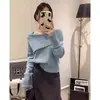 Camiseta de punto de cuello alto de una línea de alta gama en color morado para mujer en otoño e invierno, estilo pequeño y fragante, suéter interior ajustado, top asimétrico