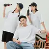 Ropa de Grupo para Verano Logo Personalizado Camiseta de Manga Corta de Algodón Puro Holgada de Marca de Moda Hombro Caído Camiseta Grande Personalizada para Hombres y Mujeres