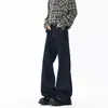 Calça jeans cru estilo americano vintage para homens, preta, corte solto, corte reto, calça longa wide leg em A, novo modelo de verão