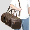 Bolsa de Equipaje para Hombre de Cuero Crazy Horse de Comercio Exterior, Bolsa de Viaje de Alta Gama con Compartimento para Zapatos, Bolsa Portátil Grande de Capacidad para Fitness para Hombre al por Mayor