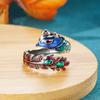 Anillo de dragón y fénix azul ardiente retro de marea nacional Xiangxu, anillo de pareja de estilo étnico minoritario para hombres y mujeres, regalo, venta directa de fábrica