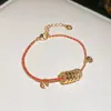 Pulseira de Moeda de Cobre com Corda Trançada Banhada a Ouro Real, Novo Estilo Chinês, Pulseira Elegante Retrô, Joias de Luxo Leve de Alta Qualidade para Mulheres