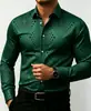 Camisa de Manga Larga Estampada para Hombre Transfronteriza de Amazon Casual Europea y Americana Tela Elástica en Cuatro Direcciones Cómoda