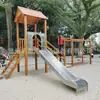 Parque de Diversões Playground de Ponto Turístico de Jardim de Infância Escorregador Grande de Madeira Estrutura de Escalada Rede de Escalada Balanço Navio Pirata Fabricante de Equipamentos de Diversão