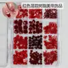Laço de Resina 3D Vermelho Vinho de Ano Novo Ancora Vermelha Acessórios para Nail Art Strass de Unha Usável Pequenas Decorações