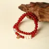 Pulsera de Ágata Roja para Mujer, Jade Natural, Perlas de Múltiples Círculos, Diseño de Nicho, Regalo para Mejor Amiga, Directo de Fábrica