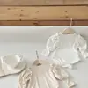 INS Primavera y Otoño Bebé Cuello de Oreja Manga Larga Burbuja Traje de Escalada Harper Girl Bebé Color Sólido Transpirable