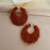 Atmósfera de Otoño e Invierno Pendientes Trenzados de Lana Coloridos Difuminados para Mujer Pendientes de Aro Coloridos Morandi Diseño de Nicho para Mujer