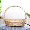 Cesta de frutas, cesta de regalo tejida a mano de mimbre, cesta de exhibición de flores, accesorio para picnic y recolección de huevos
