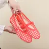 Zapatos de Cristal Coreanos para Mujer, Sandalias de Encaje Estilo Francés, Zapatos Planos Huecos de Corte Cuadrado, Zapatos sin Cordones Planos Transpirables