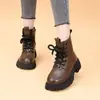 Botines para mujer, nueva colección otoño/invierno 2026, diseño ajustado, estilo británico, cremallera lateral, forro polar para abrigar, botas de algodón con suela gruesa, botas estilo Martin