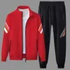 Cárdigan de punto para hombre de primavera y otoño, suéter casual deportivo, marca de moda para hombre de comercio exterior, suéter con cremallera, pantalones de chándal, conjunto de dos piezas