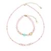 Exclusivo transfronteiriço para cristal lapidado de 3mm pó de pérola de água doce cristal conta redonda pedra natural pulseira colar feminino pronta entrega atacado