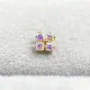 ASTMF-13 Aleación de Titanio Oro Cuadrado Circonia Trébol de Cuatro Hojas Aretes de Tachuela G23 Titanio Rosca Interna Circonia Aretes de Tachuela para Labio Perforación