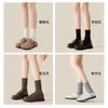 Calcetines de lana color café para mujer 2026 nuevo estilo popular temporada de otoño e invierno calcetines marrones de media pantorrilla sin costuras postparto holgados largos