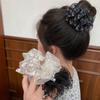 Pinza de Plisado de Gasa Estampada de Gama Alta para Mujer Tamaño Grande Nuevo Clip para el Cabello 2025 para la Parte Posterior de la Cabeza Pinza de Tiburón Accesorios para el Cabello